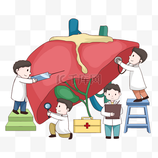 医疗体检健康小人国医生内脏检查图片