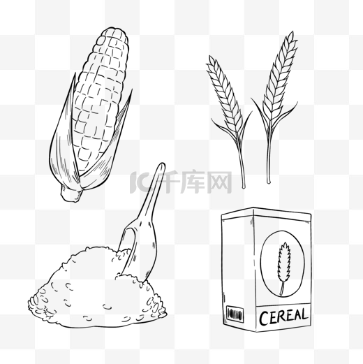 线稿素描玉米食物图片