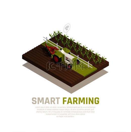 具有农业和收获符号等距矢量图的智能农业组合图片