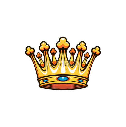 带珠宝的皇家国王金冠矢量国王或王后的贵族象征纹章或勋章国王或王后王冠孤立的皇室象征图片