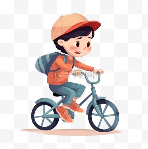 卡通手绘骑自行车儿童图片
