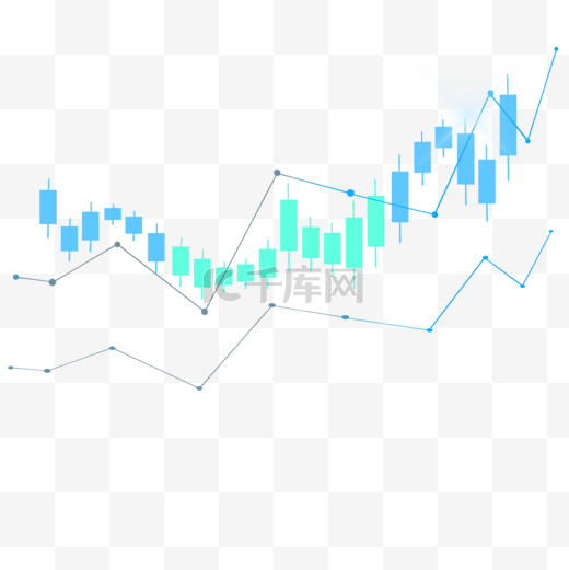 股票k线图上升趋势商业投资蓝色渐变蜡烛图图片