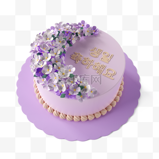 蛋糕紫色花朵生日图片