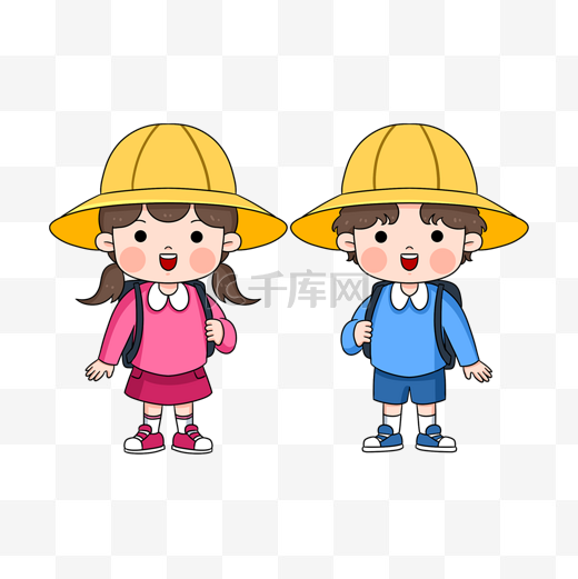 日本卡通风格黄色帽子小学生图片