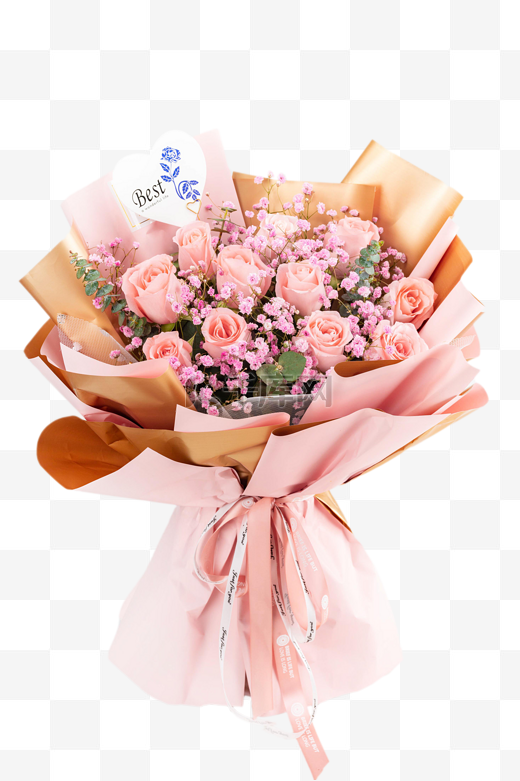 粉色玫瑰花花束图片