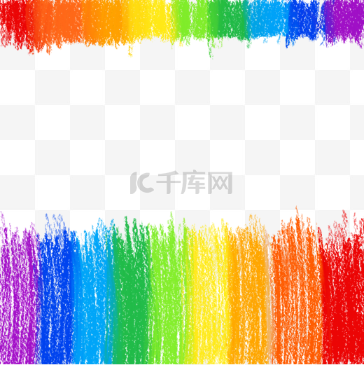 彩色手绘条纹蜡笔彩虹边框图片