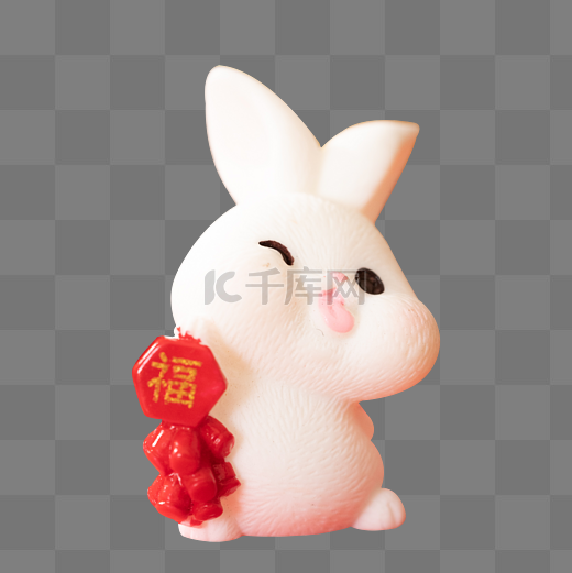 新年春节白兔手拿鞭炮图片