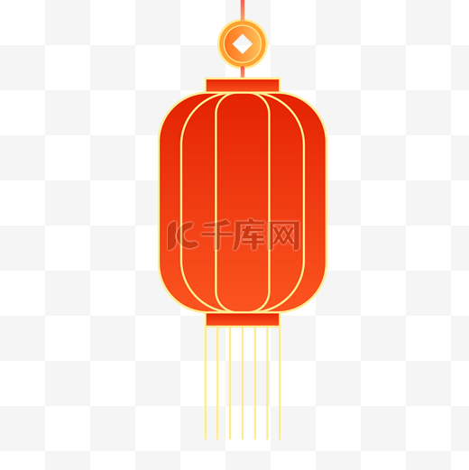 中国风古风国潮风描线大红灯笼扁平图片