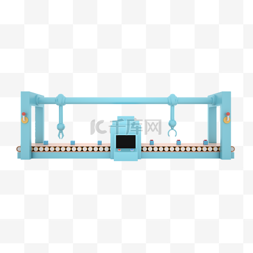 蓝色生产线工业制造服务流程图立体效果图片