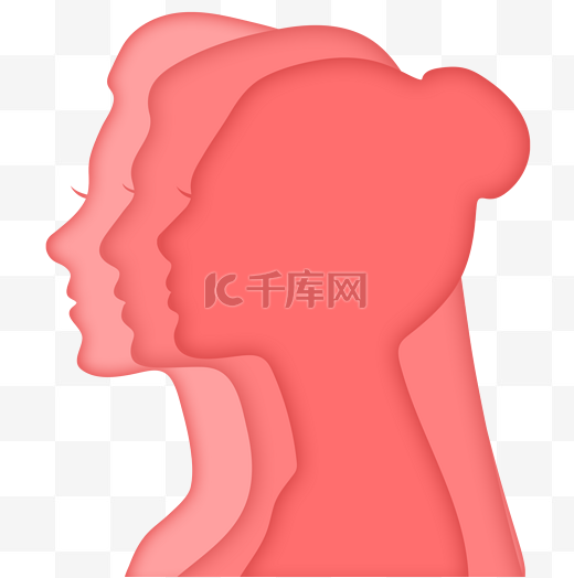 三八妇女节剪纸女性多人剪影图片