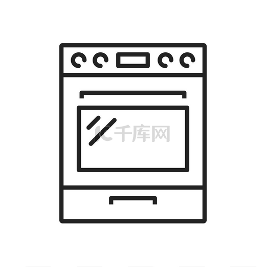 炉矢量细线图标厨房烹饪用具炉灶和烤箱烹饪炉烤箱线图标厨房电器图片