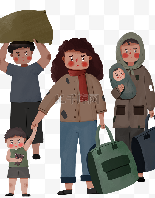 世界难民日受难逃饥饿卡通人物人类图片