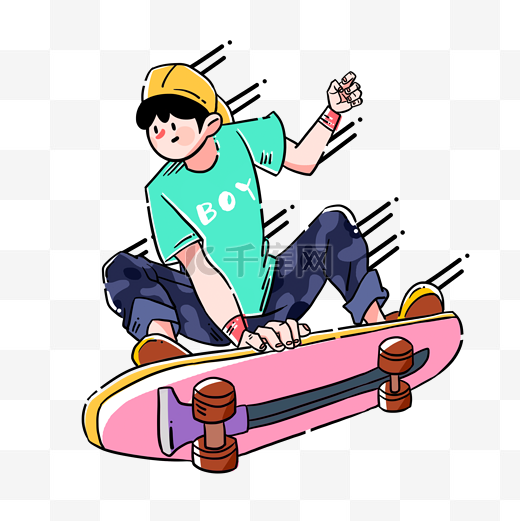 户外少年活动玩滑板图片