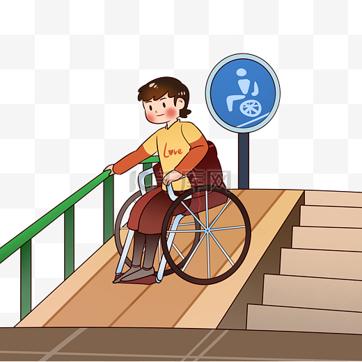 关爱残疾人坐轮椅男孩助残图片