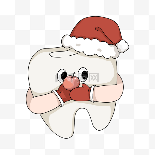 牙齿白色戴圣诞帽卡通形象图片