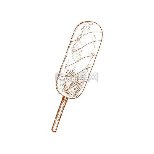 冷冻水果冰淇淋甜点孤立草图矢量冰冷冻水果圣代冰糕棒冷冻水果冰淇淋甜品隔离素描图片