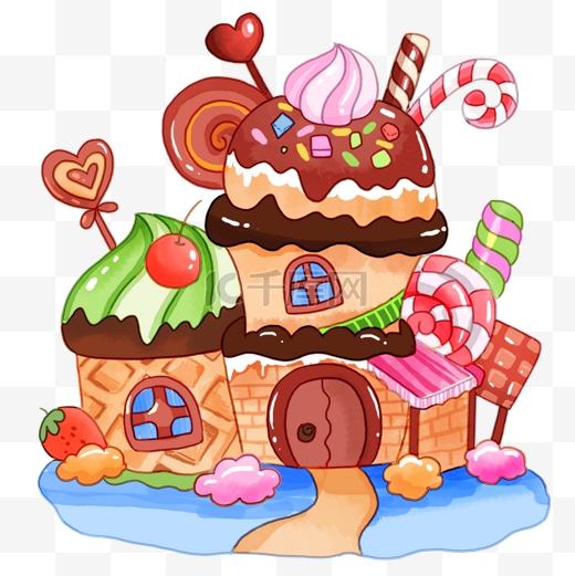 城堡梦幻糖果甜品卡通画图片