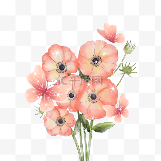 粉色蝴蝶花卉植物发光光效样式图片