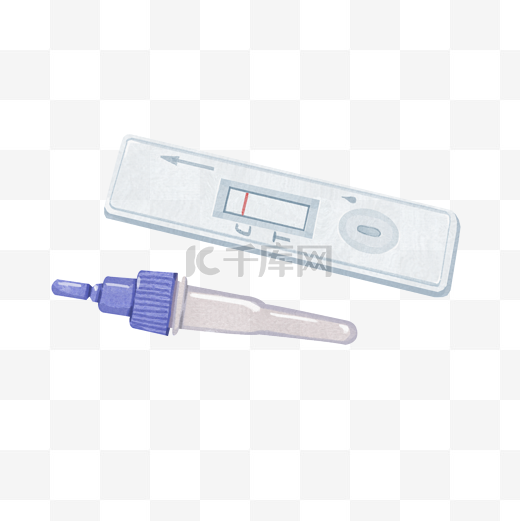 手绘水彩新冠抗原自测盒手账贴纸图片