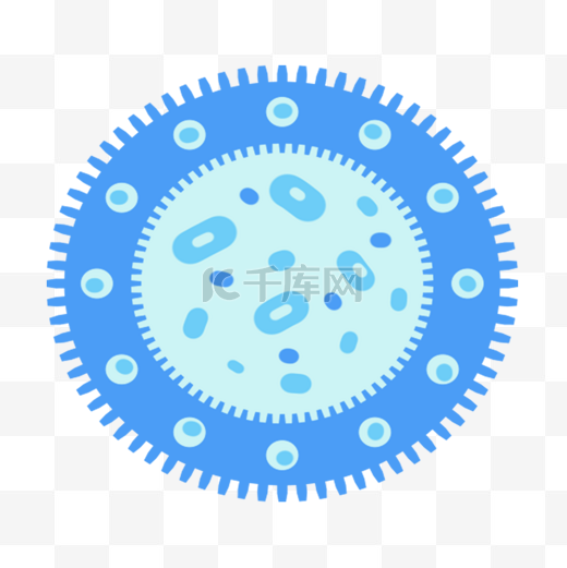 蓝色青色简约形状卡通病毒细菌图片