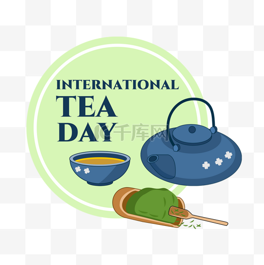 国际茶日茶壶茶叶圆形边框图片