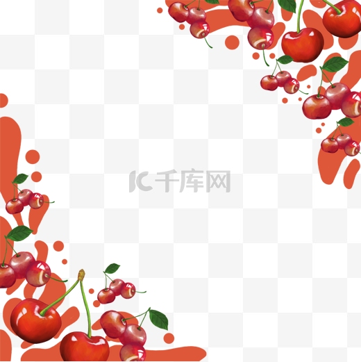 樱桃树叶红色边框圆形图片