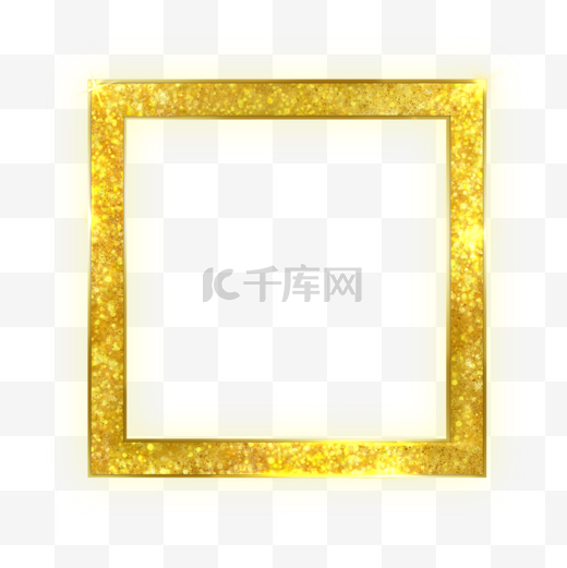 金粉金色颗粒发光金属正方形边框图片
