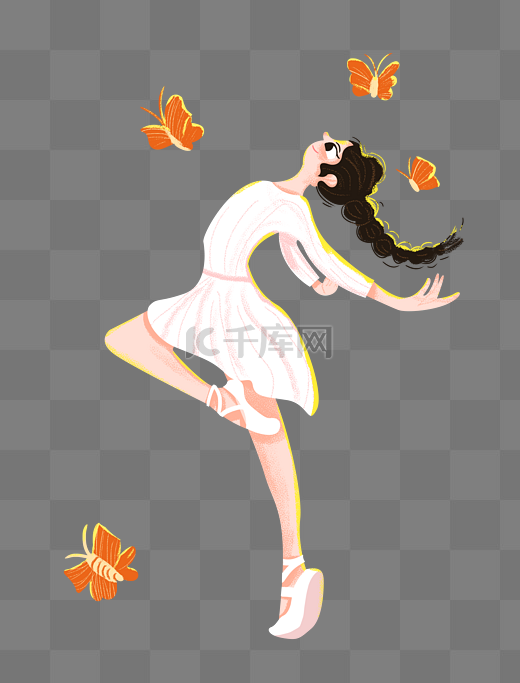 女孩少女跳舞蝴蝶翩翩起舞图片