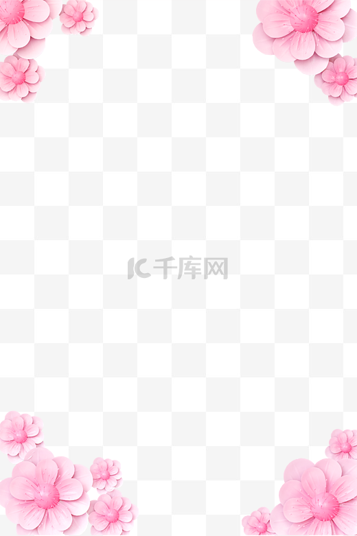 粉色C4D立体春天植物花朵樱花桃花边框图片