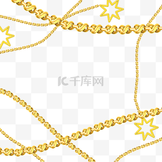 金链边框写实金色链子星形吊坠图片