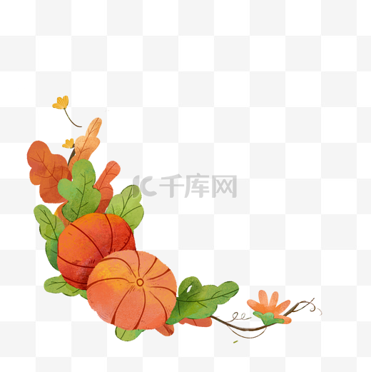 秋天落叶树叶南瓜边框图片