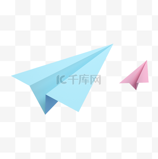 3D立体纸飞机蓝色折纸图片