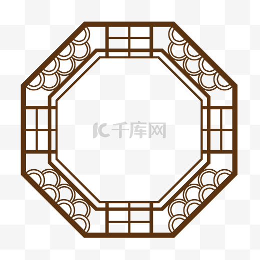 中国古风雕花门窗多边形边框中式花纹图片