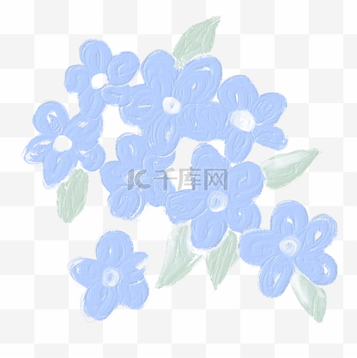 小清新油画棒水粉花卉花朵蓝色图片
