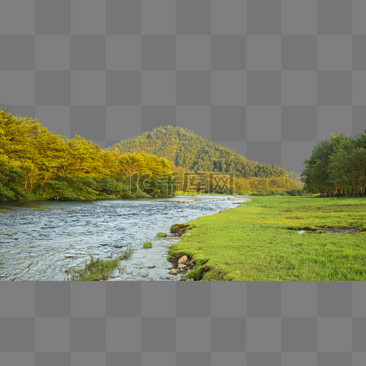 山峰湖泊树木图片