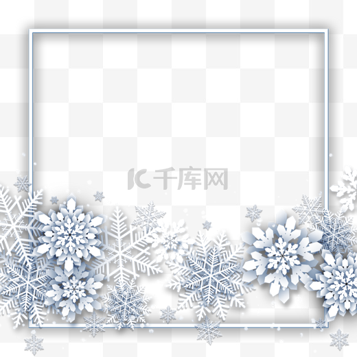 创意方形图案冬天雪花边框图片