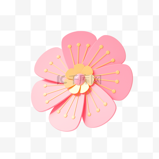 粉色C4D立体仿真春天漂浮樱花图片