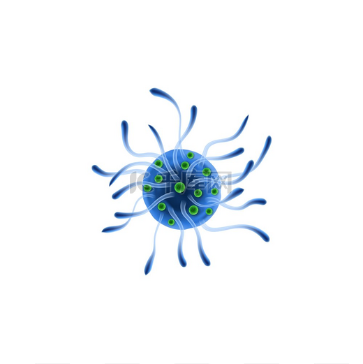 免疫缺陷病毒分离出带有触须的蓝色细菌。图片