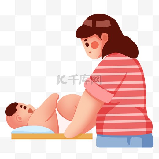 婴儿新生儿护理换尿不湿更换尿布图片
