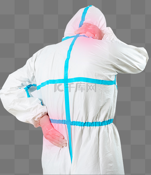 穿着防护服的医生腰酸背痛职业病图片