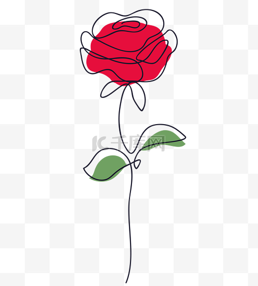 一笔画线条玫瑰花朵图片