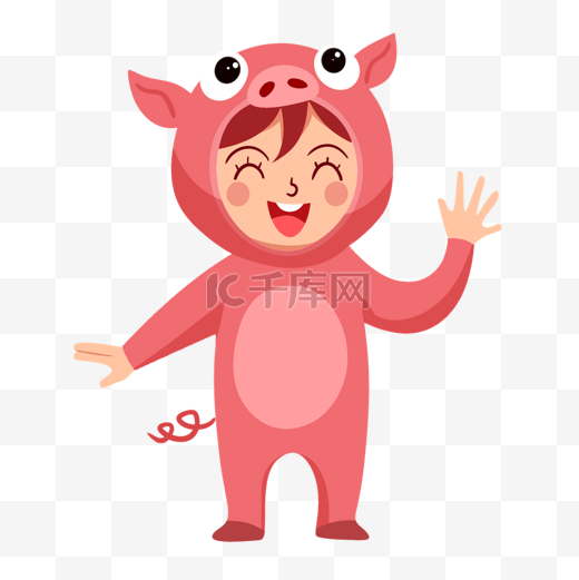 孩子穿着猪的服装角色扮演图片