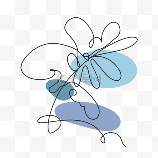 抽象线条画植物花卉小蓝花图片