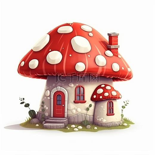 一个红色的蘑菇房子图片