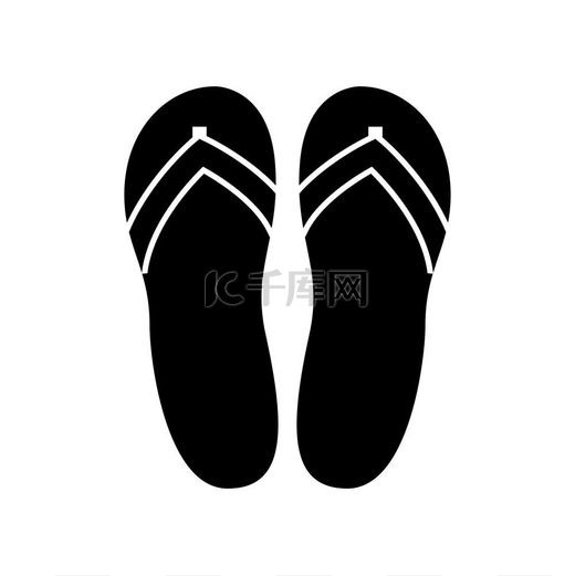 沙滩拖鞋是黑色图标。图片