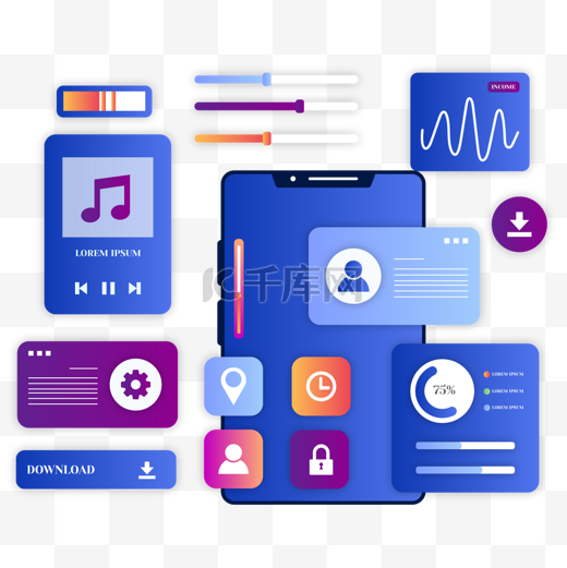 用户界面蓝紫色图标用户体验手机界面图片
