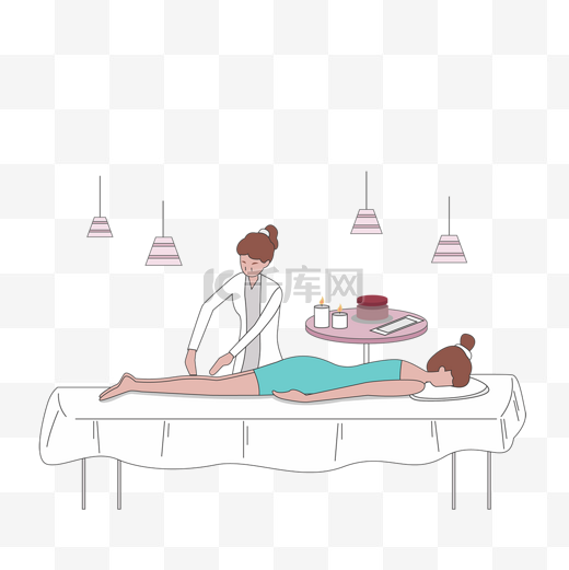 女技师水疗spa按摩概念插画图片
