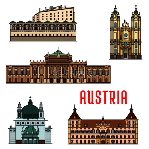 奥地利的历史建筑。 图片