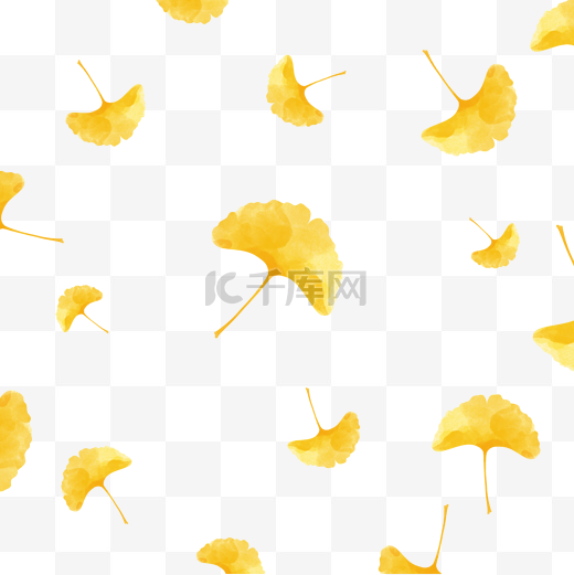 秋天秋季水彩植物银杏叶平铺底纹图片
