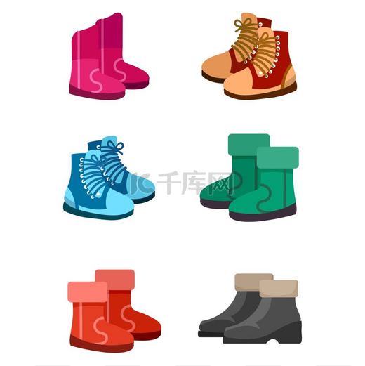 秋冬季靴子白色背景上隔离的秋冬靴子矢量图图片